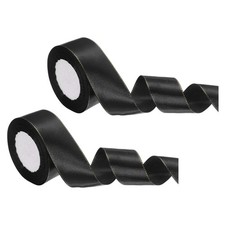 2Roll Satin Ribbon 1-4/7" x 24 Yards, Black Golden Edge Fabric Ribbons