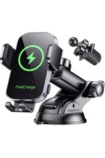 Glangeh Wireless Car Phone Holder 15W Fast Charger Auto Clamping iPhone Samsung