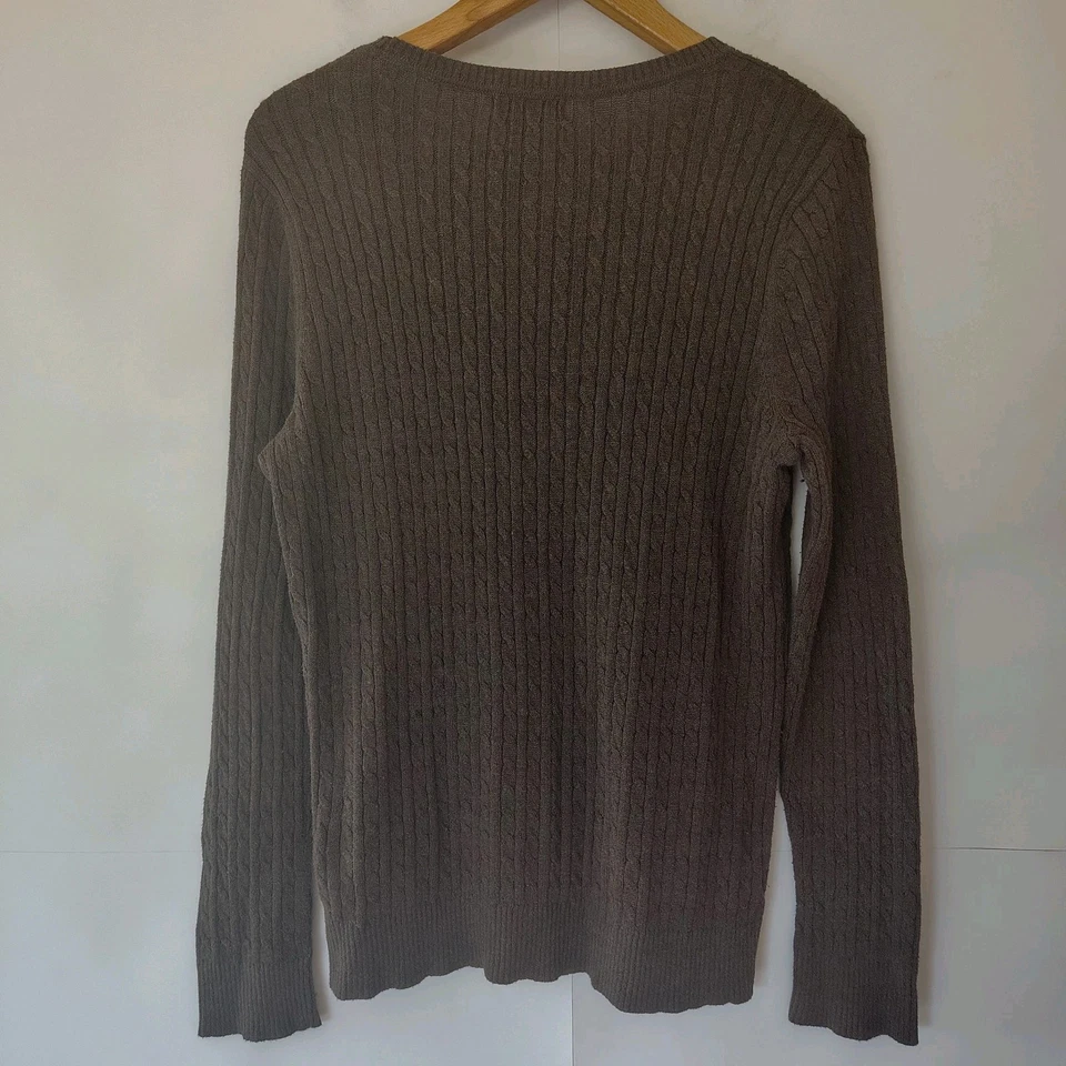 Suéter feminino vintage de malha com nervuras Y2K tamanho G ajustado marrom chocolate - Imagem 4 de 4