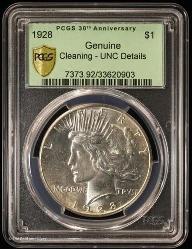 1928 $1 Peace Silver Dollar PCGS UNC Details