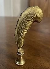 Preowned Vintage NOS Gold Tone Brass Metal Feather Lamp Finial