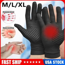 2 Pairs Copper Arthritis Compression Gloves Hand Support Joint Pain Relief Sport