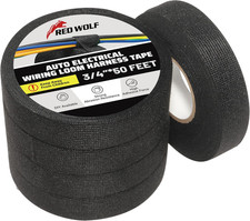 5 Rolls Wiring Harness Tape 3/4" x 50FT High Temp Self-Adhesive Fabric Auto Loom
