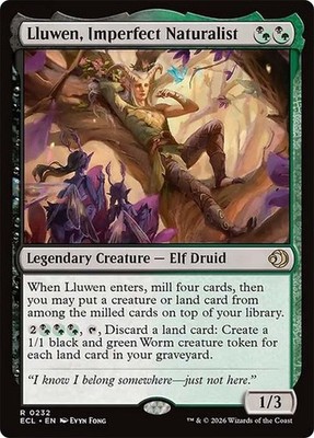 Lluwen, Imperfect Naturalist NM Legendary Rare MTG Lorwyn Eclipsed [ECL] Regular