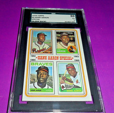 RARE ERROR 1974 TOPPS #4 HOF HANK AARON SPECIAL ATLANTA BRAVES BLANK BACK SGC 5