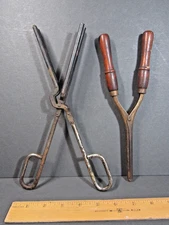 Antique Hair Crimper Curling Iron Barber Beauty Shop Tools Shabby Decor  PAIR