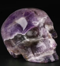 2.5" Dream Chevron Amethyst Carved Crystal Skull, Realistic, Crystal Healing