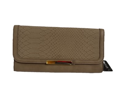 Guess Clutch Purse Handbag Snake Skin Beige Tan Bag