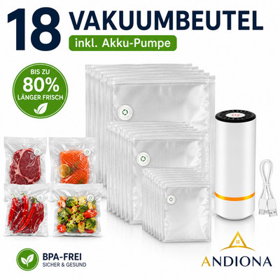 Vakuumbeutel Set Akku-Pumpe wiederverwendbar BPA-frei Lebensmittel Meal Prep