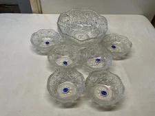 Vintage Imperial Glass Large Serving Bowl & 6 Individual Matching Bowls