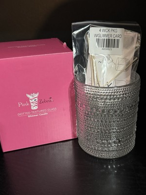 Pink Zebra  DOTTED TEXTURED GLASS Glimmer Candle. NEW!