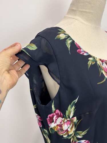 Eight by Table Eight Vintage Womens Dress 14 Blue Floral Slip Retro 90s Evening - Picture 4 of 15