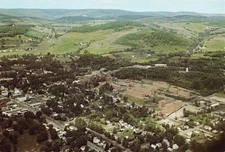 Postcard Mansfield State College Pennsylvania 1982 aerial valley view