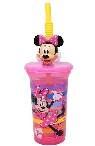 Minnie Mouse 15 Unzen Buddy Sips Becher mit Strohhalm und 3D-Charakter auf Deckel - Bild 1 von 3