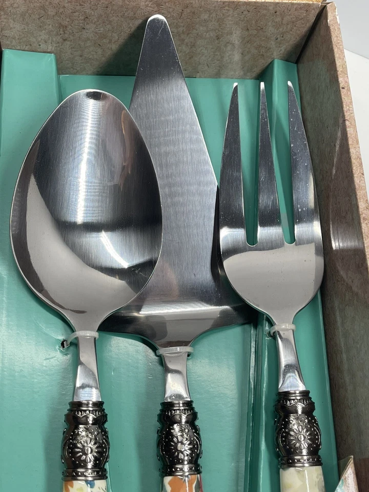 NOVO Conjunto de Anfitriã Pioneer Woman 3 Peças Folhas Florais Atemporais Floral - Imagem 2 de 4