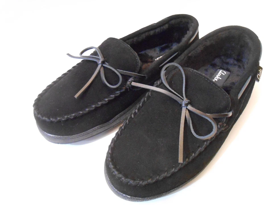 Clarks 22SH-011 Hombres Mocasín Gamuza Cuero Zapatillas Zapatos Piel Sintética 10M Negro Foto 2 de 4