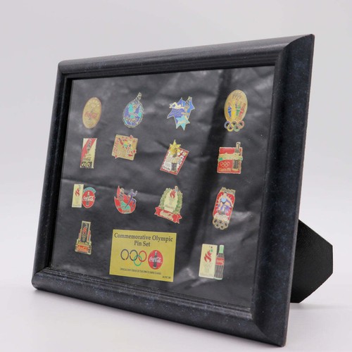 1996 Coca-Cola Atlanta Summer Olympic Games 14-Pin Set. Framed - Afbeelding 2 van 3