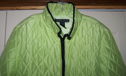Silkland 100% Silk Green Quilted Zip Up Lined Jacket Women Size XL Excellent - Picture 7 of 8