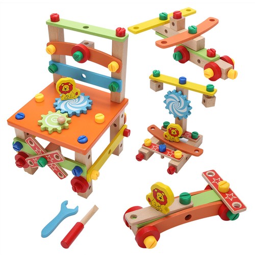 Wooden Multifunctional Assembling Chair Toy For Kid Child Learning Intellige NY9