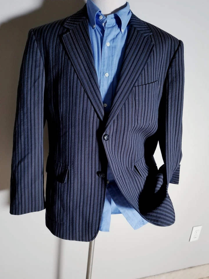 Chaqueta Blazer Abrigo Deportivo 42R Jhane Barnes Pucker Rayas Tweed Nuevo sin Etiquetas Foto 2 de 4