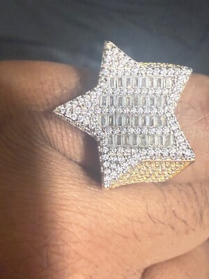 Cubic Zirconia Yellow Gold Plated 5 Star Diamond Ring