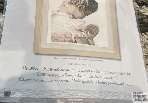 Vervaco DIY Counted Cross Stitch Kit PRAYING CHILD Sepia Tone 8.4”x11.2” - Picture 4 of 8