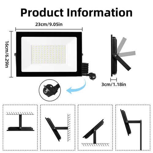 LED Fluter Stecker Außen Strahler Arbeitsleuchte Baustrahler Scheinwerfer Garten - Bild 90 von 251
