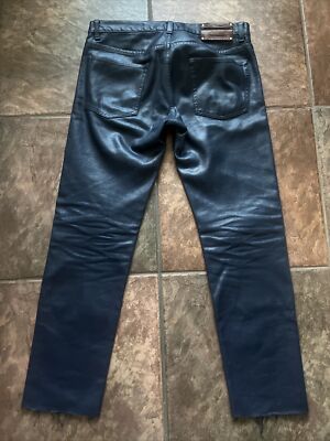 Dries Van Noten Navy Waxed Denim Pants Blue APC Agnes Hamnett