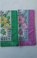 2 Wamcraft Vintage Bandana Handkerchief RN14193 Floral NOS Green Pink