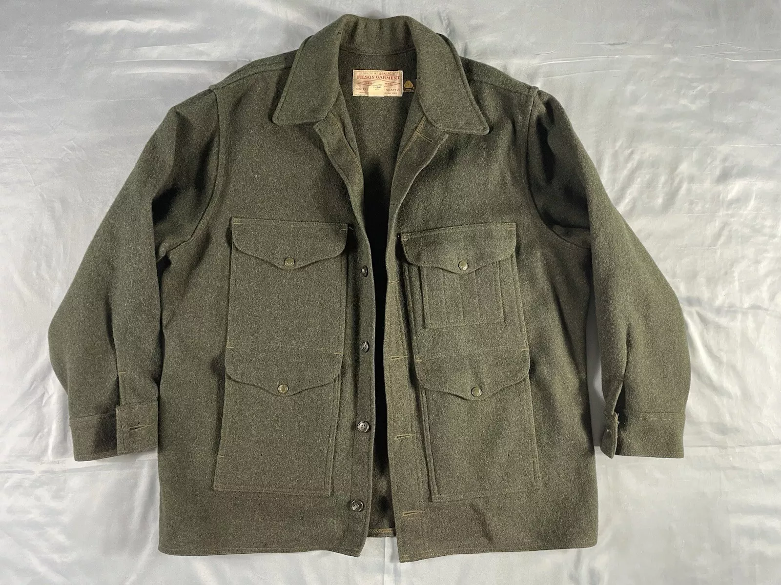 Filson Mackinaw Wool Cruiser Coat Mens Size 48