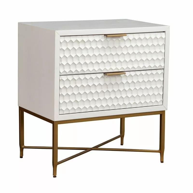 Origins by alpine white pearl wood 2 drawer nightstand in white deals