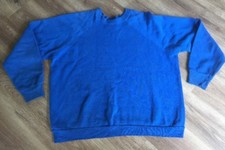 Vintage mens 1980s Raglan Long Sleeve Blue Crewneck Sweatshirt Blank Plain LG