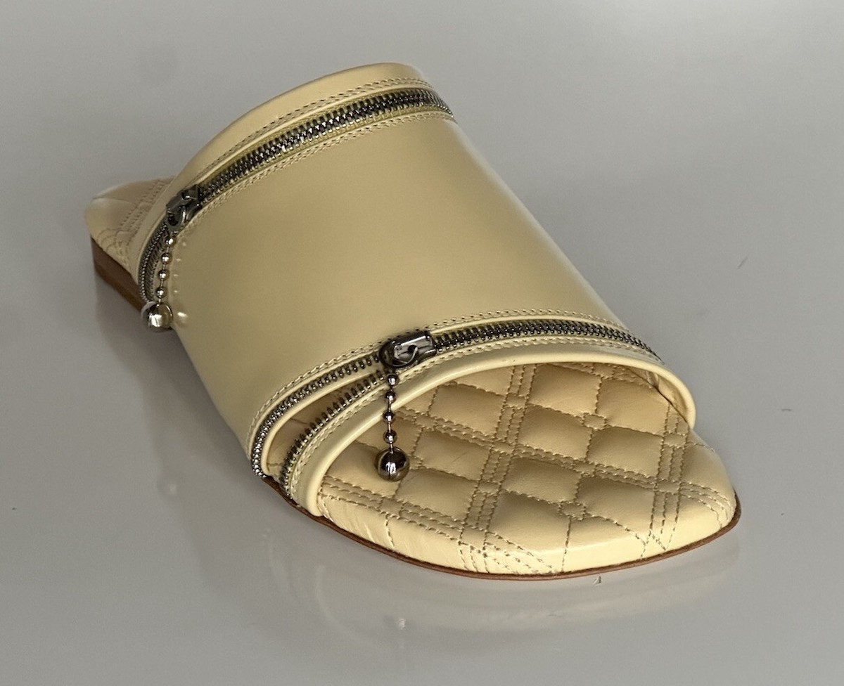 Burberry Open Toe Yellow Leather Slides Sandals 7 US (37