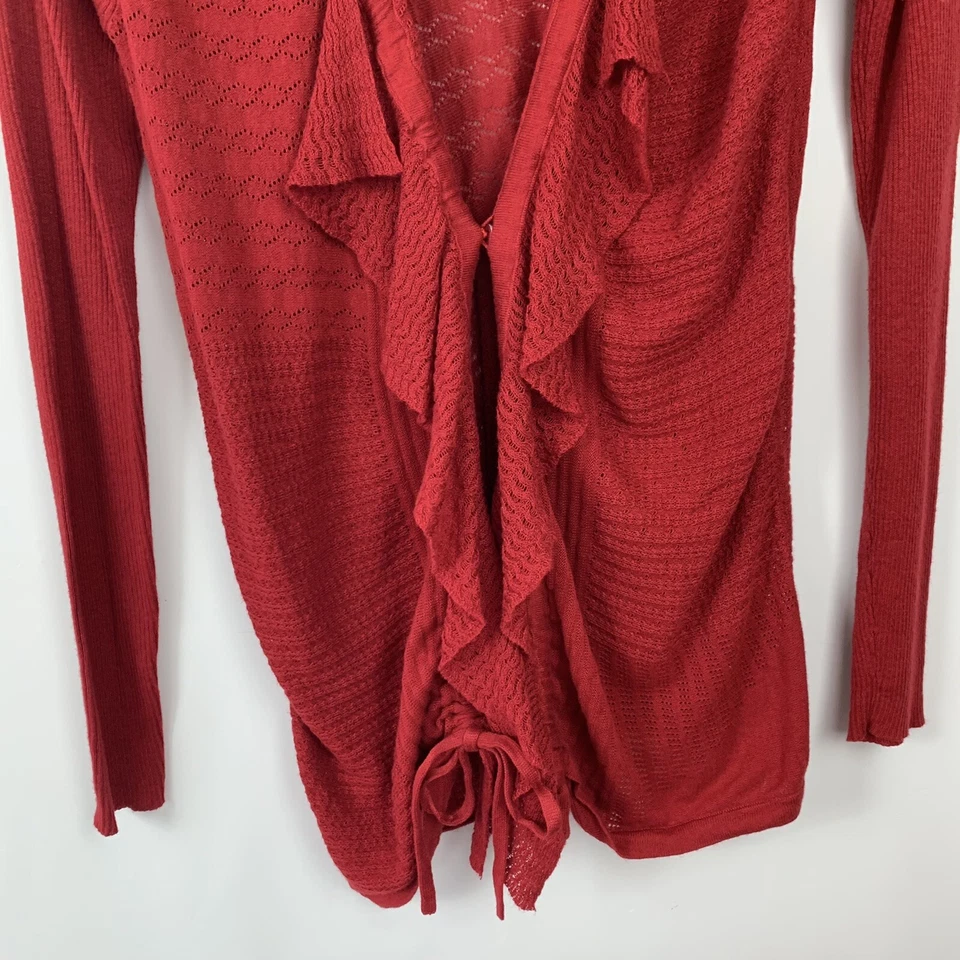 Cárdigan Suéter Nanette Lepore Mujer Seda, Lino Talla Mediana Borgoña Mediana Foto 3 de 4