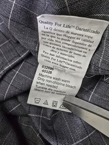 Haggar Men's Long Sleeve Button Up Grid Herringbone Casual Dress Shirt Large - Picture 9 of 10