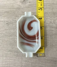 Ceramic Ashtray Porcelain W Red Swirls Opalescent Glass