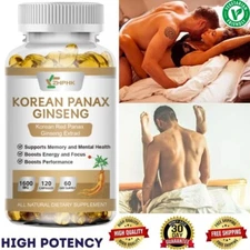 Red Korean Panax Ginseng 1600mg 120 Capsules - Energy/Endurance/Memory/Sex Drive