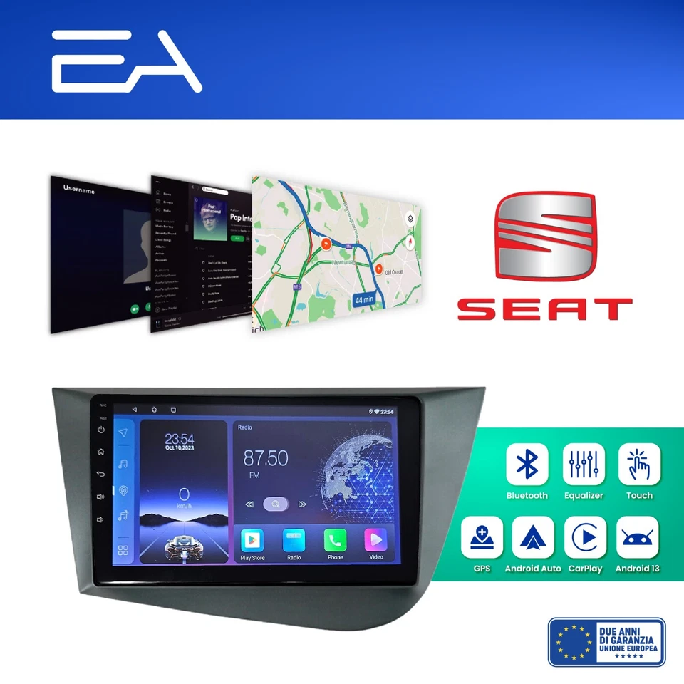 Autoradio Android per Seat Leon -Octacore 4GB 64GB Carplay -Telecamera - Immagine 2 di 4