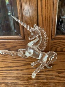 Unicorn Prancing Hand Blown Glass Crystal Figurine