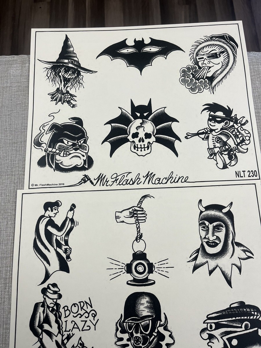 SOFTMACHINE　TATTOO FLASH　3枚セット Vintage Re Pop 2016 Mr. Flash Machine Tattoo Flash 5 Sheets