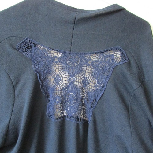 Lavish Plus Womens Navy Blue Long Sleeve Wrap Lace Insert Plus Size EUC - Picture 5 of 5