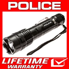 POLICE Metal Stun Gun 1158 Max Volt Self Defense Rechargeable LED Flashlight