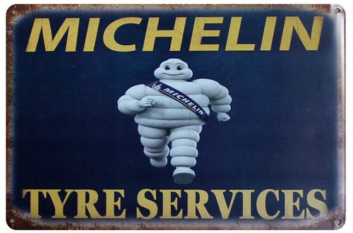 Plaque Métal Vintage MICHELIN Garage – Réédition 20x30 Cm, Bibendum, Déco Rétro