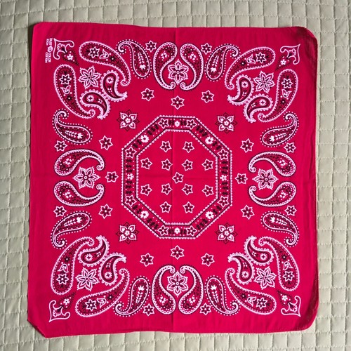 Vintage FAST COLOR Bandana 100% Cotton Elephant up RED paisley flowers  - Picture 1 of 7