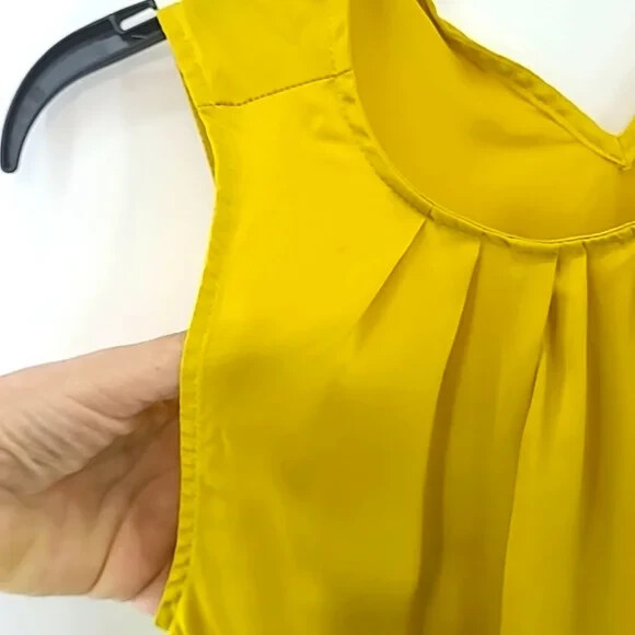 Zara Basic Yellow Sleeveless Flowy Polyester Care… - image 3