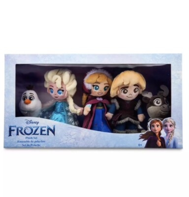 Disney Parks Frozen Anna Elsa Kristoff Olaf und Sven Plüschpuppe Geschenkset Neu Box