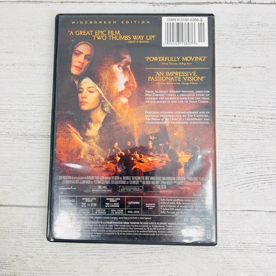 The Passion Of The Christ Dvd 2004 Mel Gibson Wide Screen Edition