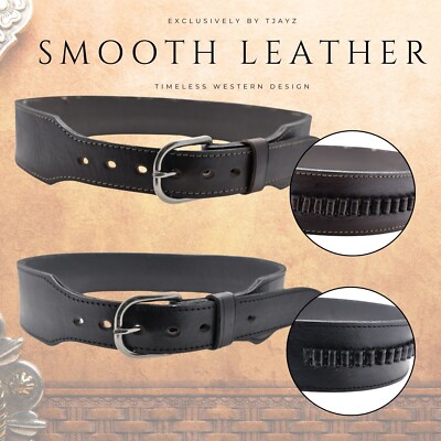 TJAYZ 45 Cal Western Style Smooth Leather Cartridge Belt   Premium Craftsmanship