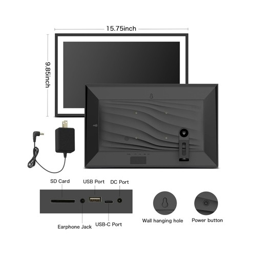 Digital Picture Frame, 15.6 Inch Large Frameo Digital Photo Frame WiFi, 32GB,... - Picture 9 of 9