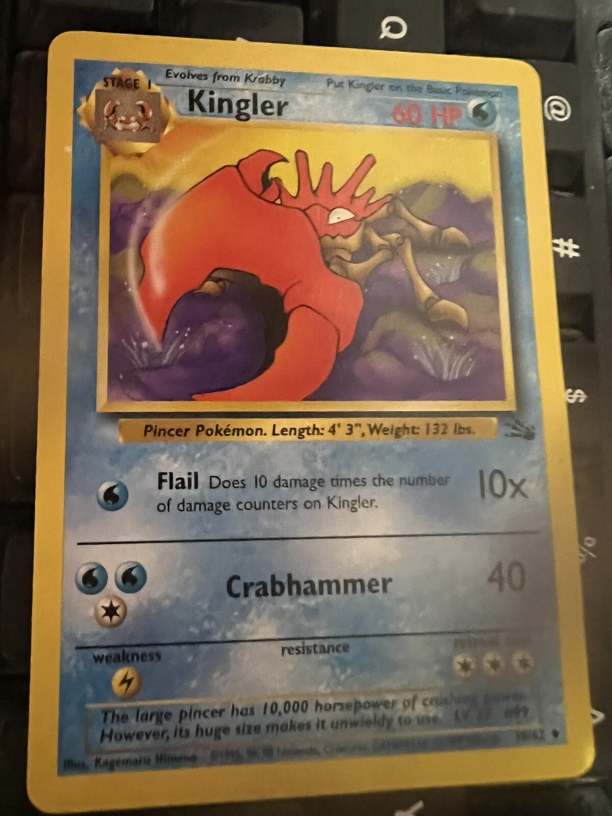 Pokemon Kingler #38/62 Rarity Rated Uncommon Cards are in Near Mint Condition